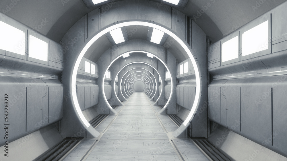 Fototapeta premium 3d render futuristic interior corridor
