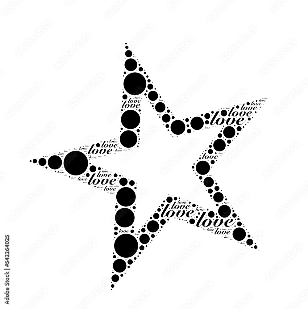 black and white stars with dots , love words on transparent back digital image black and white stars with dots , love words on transparent back digital image