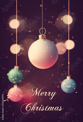 Merry Christmas background  festive xmas balls baubles decorations.