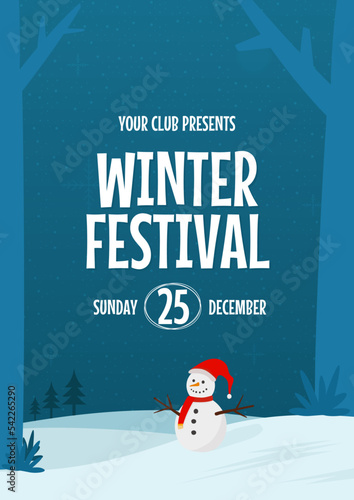 Modern flat illustrated winter sale vertical poster. winter sale store for social media posts. Flat winter sale flyer or brochure template