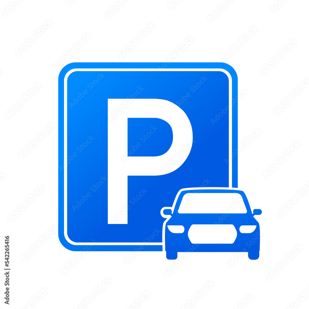 Parking sign with car isolated on white background. Vector illustration Parking sign with car isolated on white background. Vector illustration