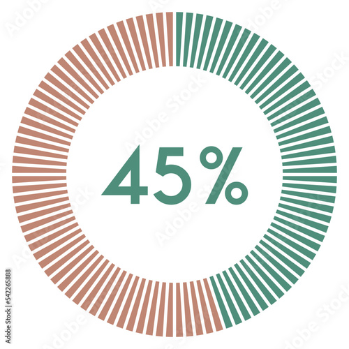 45 percent,circle shape percentage diagram symbol,transparent background.