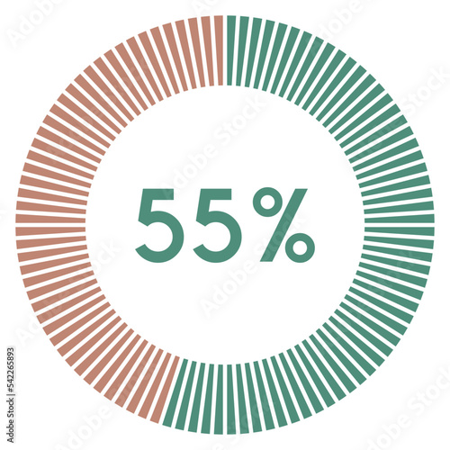 55 percent,circle shape percentage diagram symbol,transparent background.