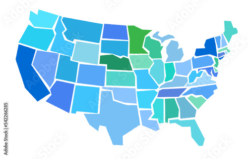 Colorful United States Geo Map	