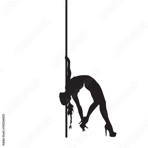 vector silhouette of a woman dancing pole dance