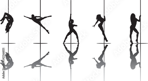 vector silhouette of a woman dancing pole dance