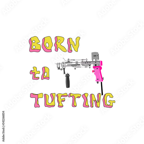 Game flat vector banner. Competition, contest announcing poster design idea cartoon lettering. Illustration of hand drawn lettering about tufting.Unique vector design elements with tufting elements.
