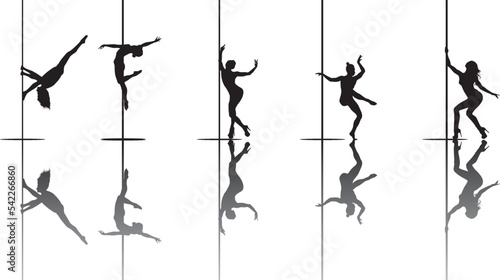 vector silhouette of a woman dancing pole dance