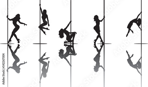 vector silhouette of a woman dancing pole dance