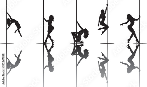 vector silhouette of a woman dancing pole dance