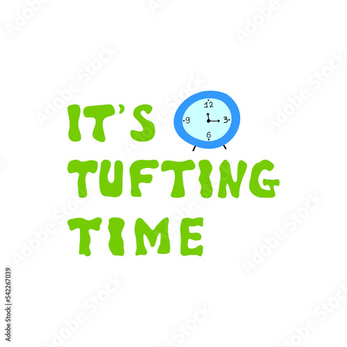 Game flat vector banner. Competition, contest announcing poster design idea cartoon lettering. Illustration of hand drawn lettering about tufting.Unique vector design elements with tufting elements.