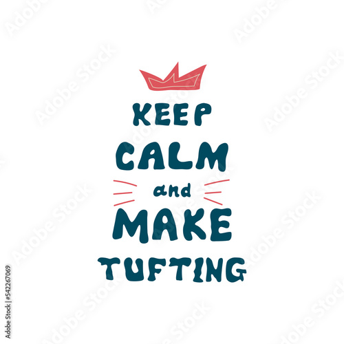 Game flat vector banner. Competition, contest announcing poster design idea cartoon lettering. Illustration of hand drawn lettering about tufting.Unique vector design elements with tufting elements.