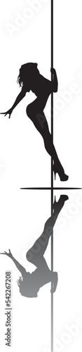 vector silhouette of a woman dancing pole dance