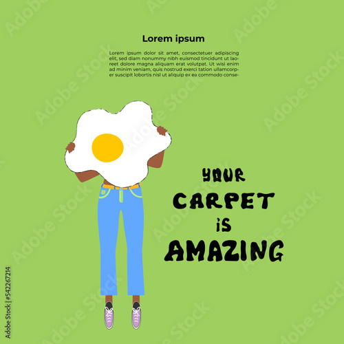 Game flat vector banner template. Competition, contest announcing poster design idea cartoon character. Illustration of hand drawn lettering about tufting.Unique vector design elements boy with tuftin