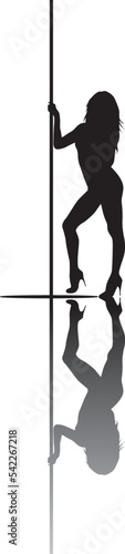 vector silhouette of a woman dancing pole dance