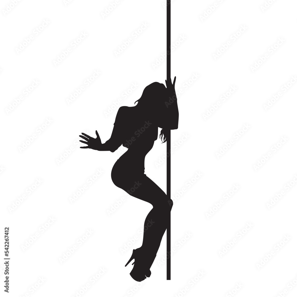 Fototapeta premium vector silhouette of a woman dancing pole dance