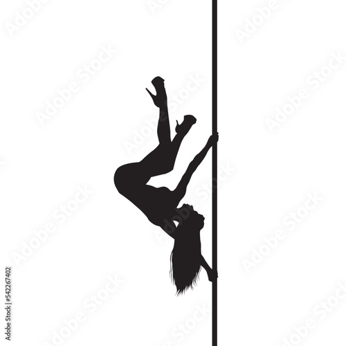 vector silhouette of a woman dancing pole dance