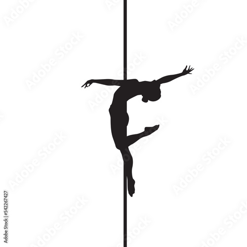 vector silhouette of a woman dancing pole dance
