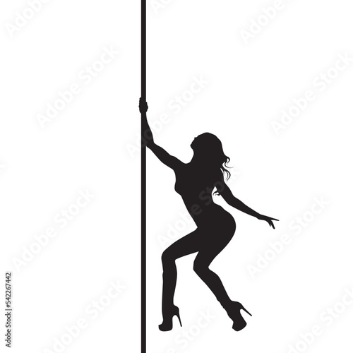 vector silhouette of a woman dancing pole dance