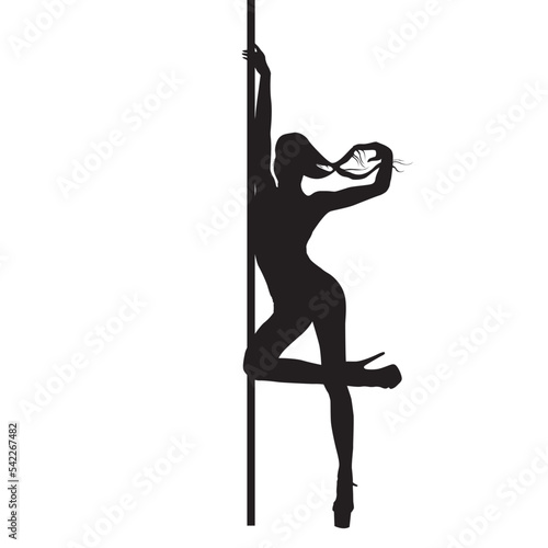 vector silhouette of a woman dancing pole dance