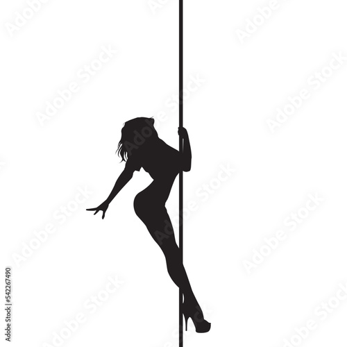vector silhouette of a woman dancing pole dance