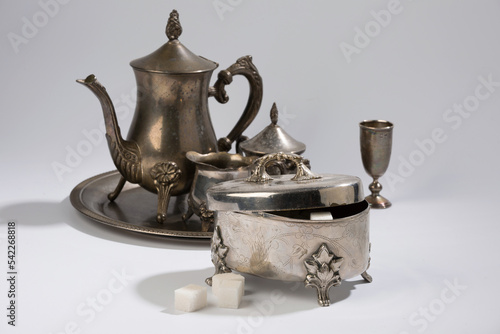 Antique sugar bowl and coffee set