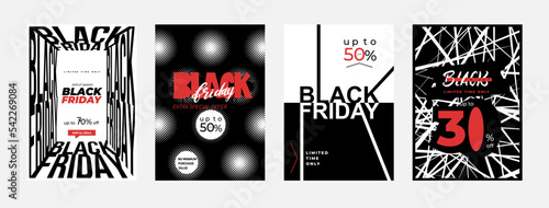 Black Friday Sale. Set of Minimalist trendy backgrounds with modern abstract design Black Friday typography for branding, website banner, card, flyer. Vector design with black and white typography