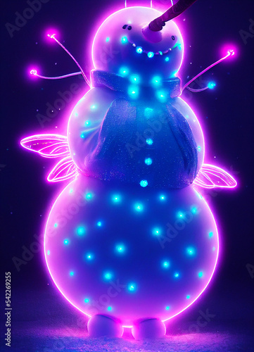 Christmas snowman fairy neon lights