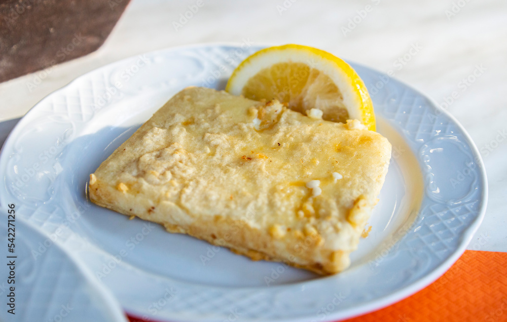 Greek fried cheese from a local restaurant in Greece Greek fried cheese from a local restaurant in Greece
