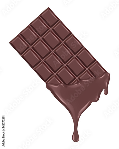Milk chocolate bar melts and flows