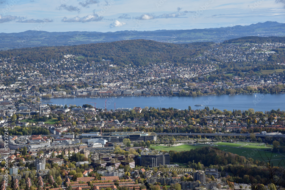 Panaromic views from Uetliberg in Zurich, Switzerland