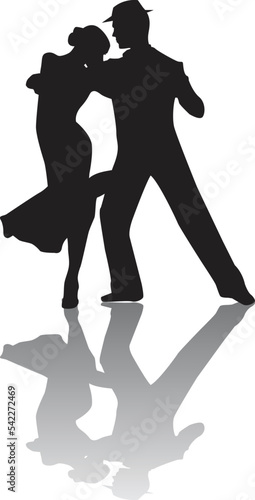 vector silhouette of a couple dancing ballroom dance
