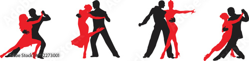 Εκτύπωση καμβά vector silhouette of a couple dancing ballroom dance