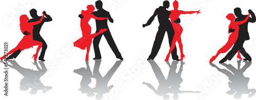 Fotografia, Obraz vector silhouette of a couple dancing ballroom dance