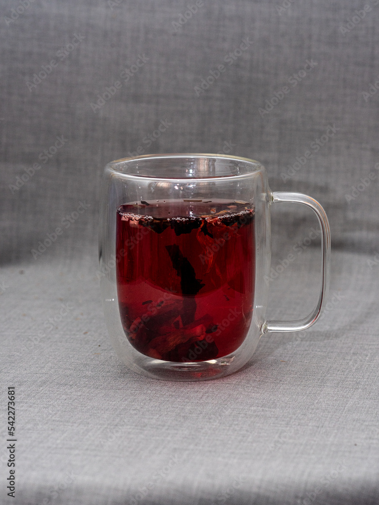double glass mug, double bottom, with coffee and tea double glass mug, double bottom, with coffee and tea