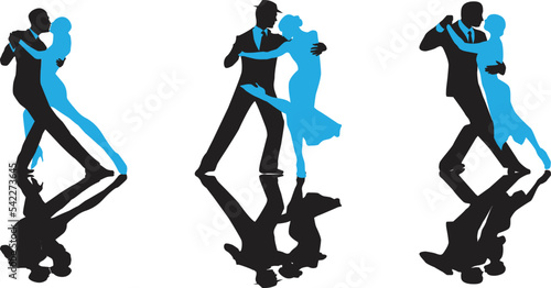 vector silhouette of a couple dancing ballroom dance