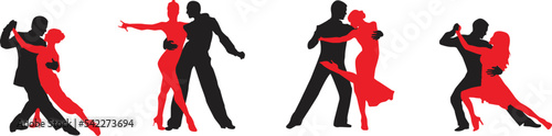vector silhouette of a couple dancing ballroom dance