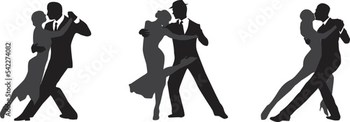 vector silhouette of a couple dancing ballroom dance