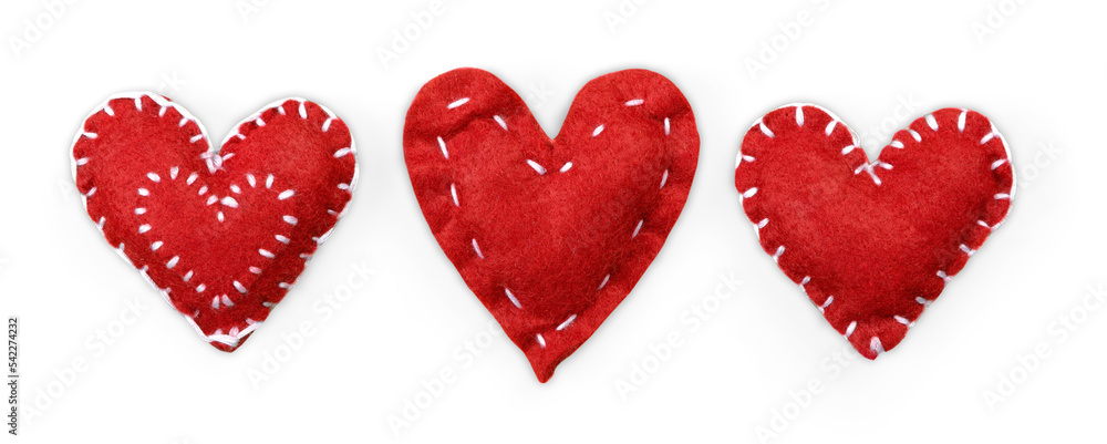 Red decorative hearts on white background Red decorative hearts on white background