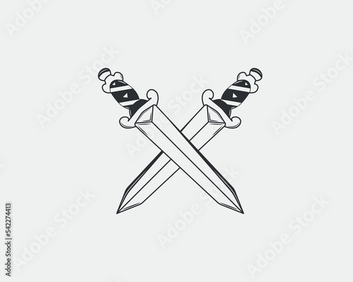 Cold weapons of pirates. beautiful swords, sweatshirt, tattoo, sticker, patch on a t-shirt or clothes