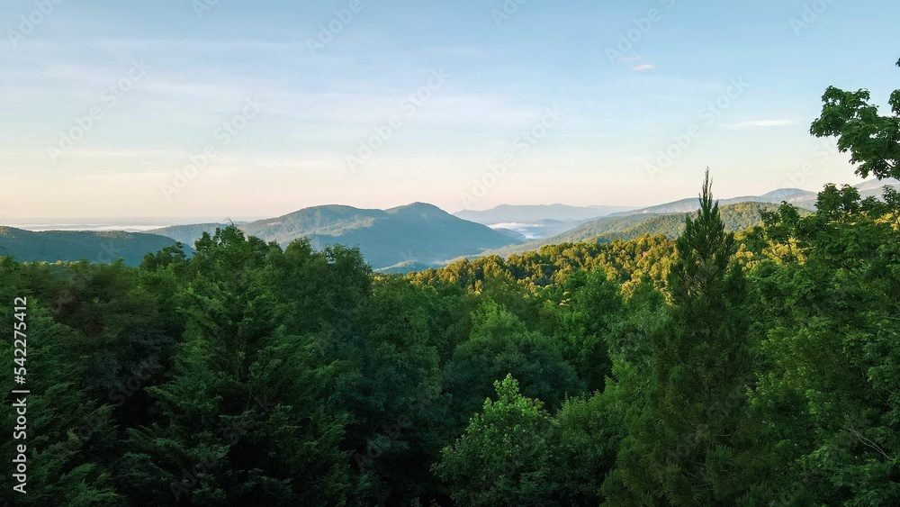Beautiful nature of Great Smokey Mountains during a sunset, North Carolina