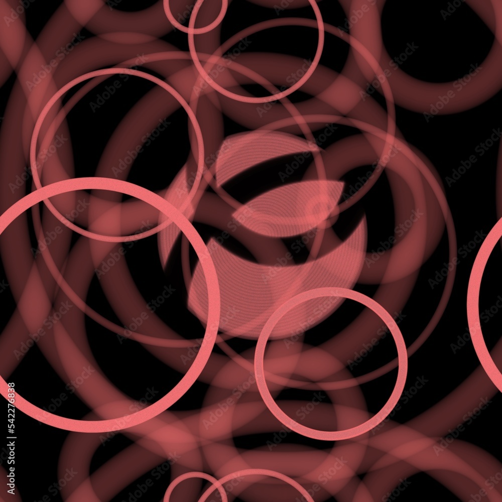 Geometric abstract seamless pattern random arranged pink rings on black background.Round shapes halftone rings wallpaper with layering effect.For stationery covers,trendy textile,fashionable fabrics Geometric abstract seamless pattern random arranged pink rings on black background.Round shapes halftone rings wallpaper with layering effect.For stationery covers,trendy textile,fashionable fabrics