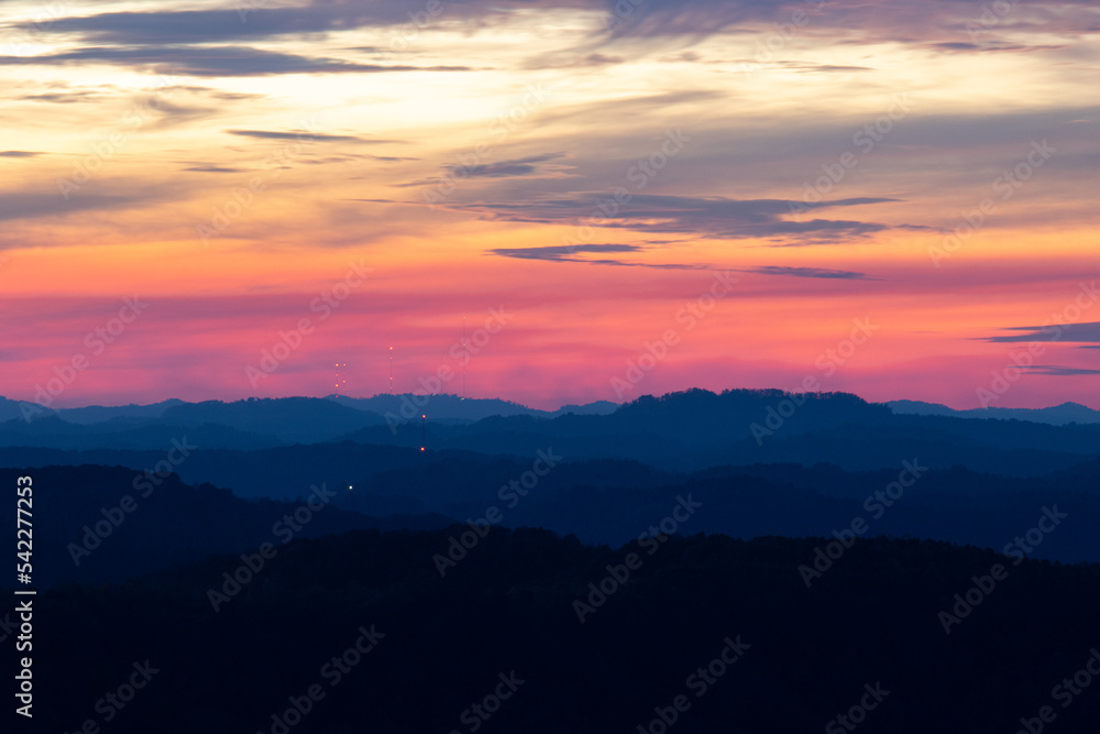 Sunset at Blue Hour with Mountains Sunset at Blue Hour with Mountains