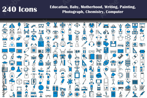 240 Icons Of Education, Baby, Motherhood, Writing, Painting, Photograph, Chemistry, Computer