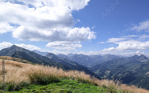 View towards North-West into Salzburg region, as seen from Gasselhohe summit (2001 m), located near Shladming, Schaladming-Dachstein, Styria, Austria © MoVia1