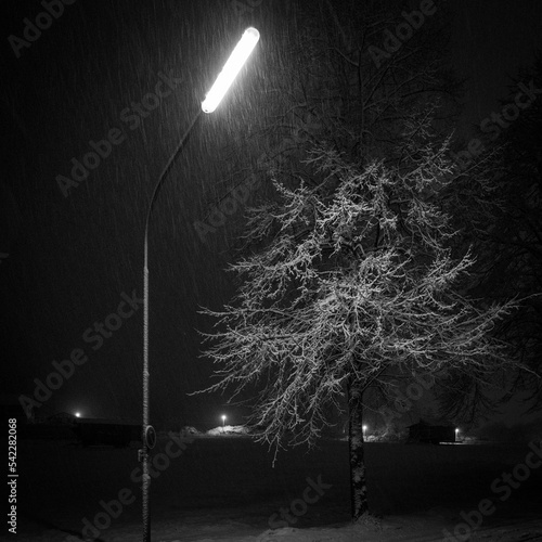 Lonely street lamp in winter