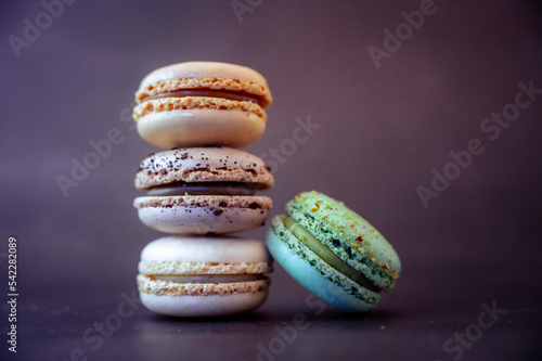 Sweet french Macarons on pink background