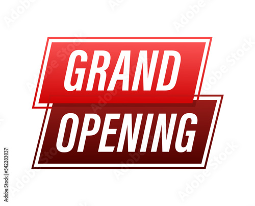 Grand opening icon, emblem, label. Vector illustration.