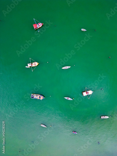 Aerial view of fisherman boats