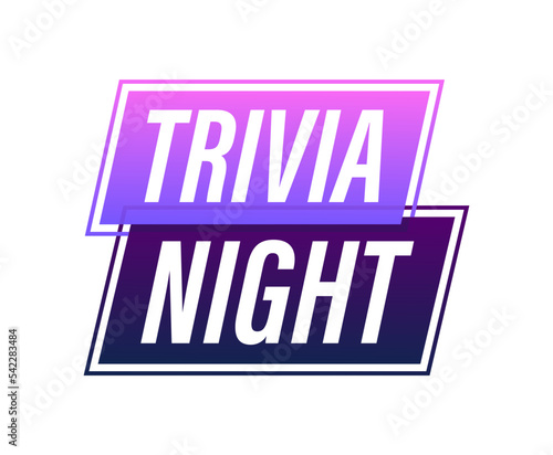 Trivia night Button, icon, emblem, label. Vector stock illustration.